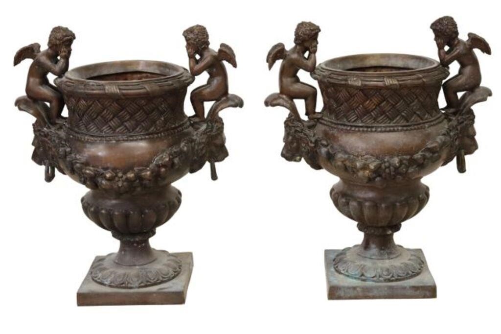 (2) NEOCLASSICAL STYLE PATINATED BRONZE