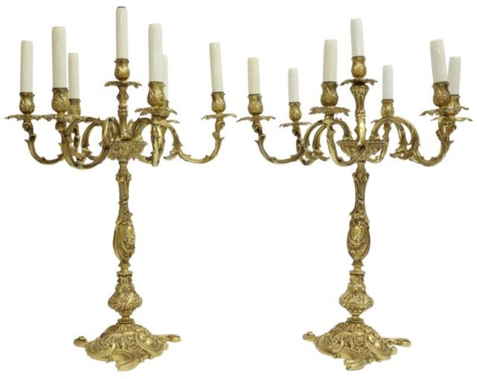 (2) LOUIS XV STYLE BRONZE DORE