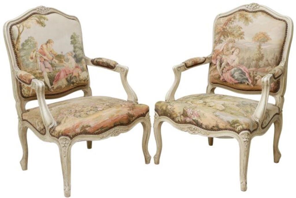  2 FRENCH LOUIS XV STYLE UPHOLSTERED 355998