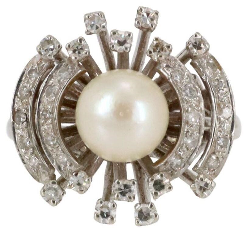 ESTATE 14KT WHITE GOLD PEARL  3559bc