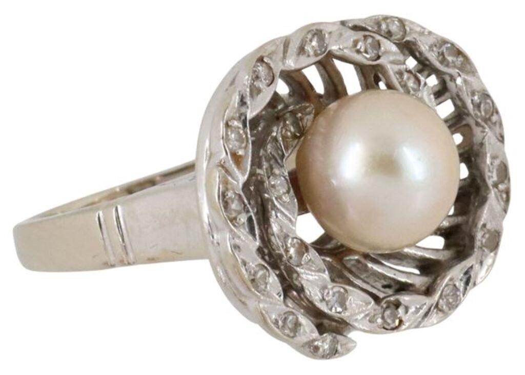 ESTATE 14KT WHITE GOLD PEARL  3559bd