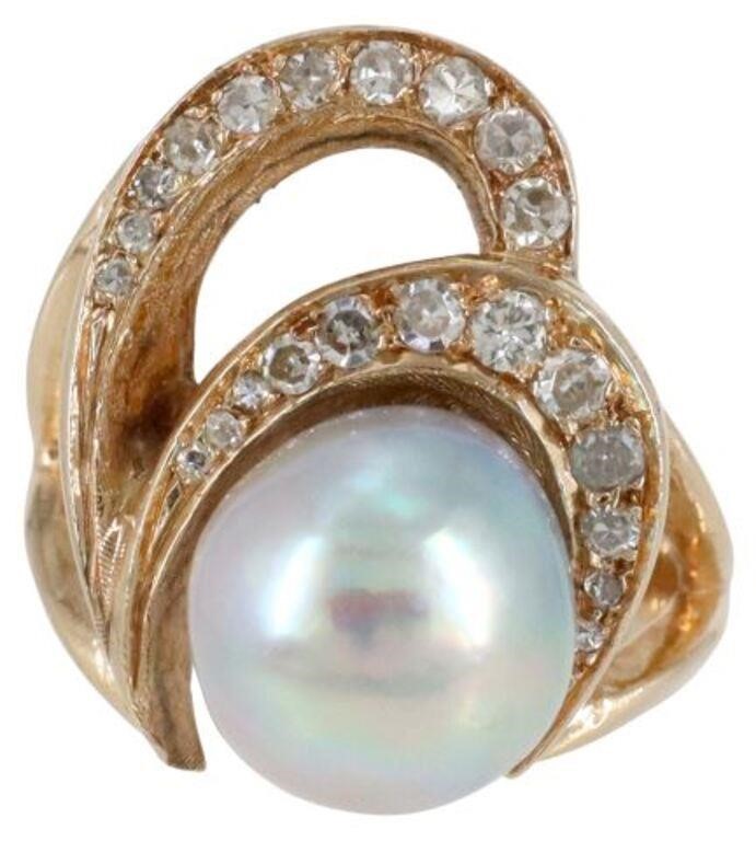 ESTATE 14KT YELLOW GOLD PEARL  3559be