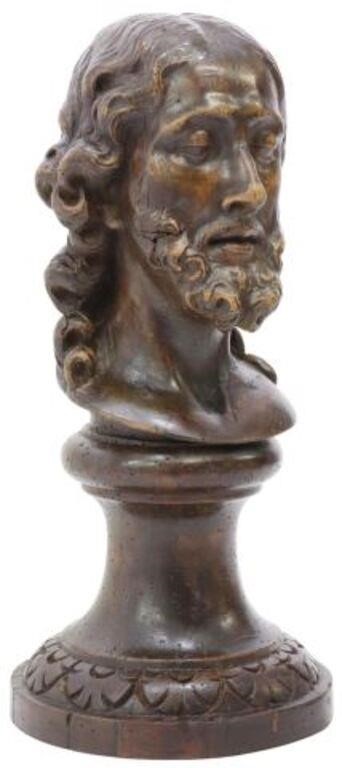 CONTINENTAL CARVED WOOD BUST OF 3559e1