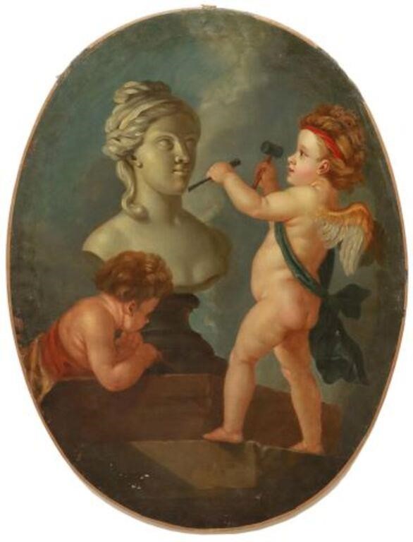 FRENCH SCHOOL OIL PAINTING ALLEGORY