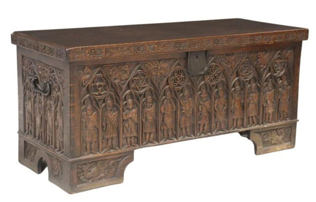 FRENCH GOTHIC REVIVAL CARVED OAK 355a04