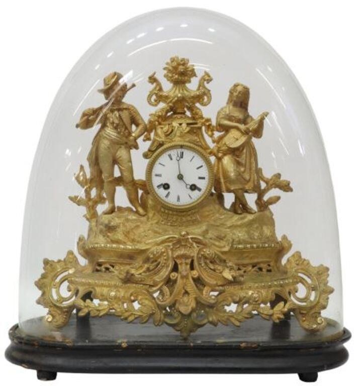 FRENCH FIGURAL GILT METAL CLOCK 355a21