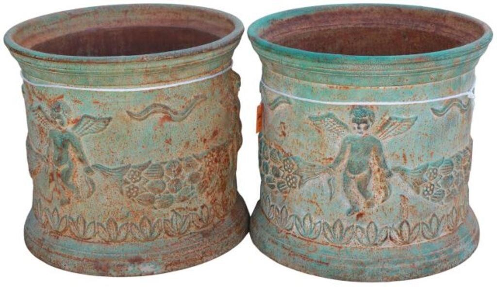  2 VERDIGRIS PATINATED CAST IRON 355a23