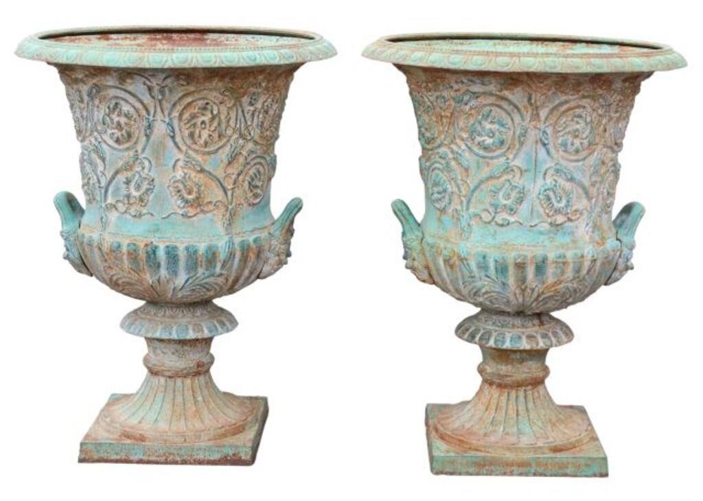  2 MONUMENTAL CAST IRON CAMPANA 355a2b