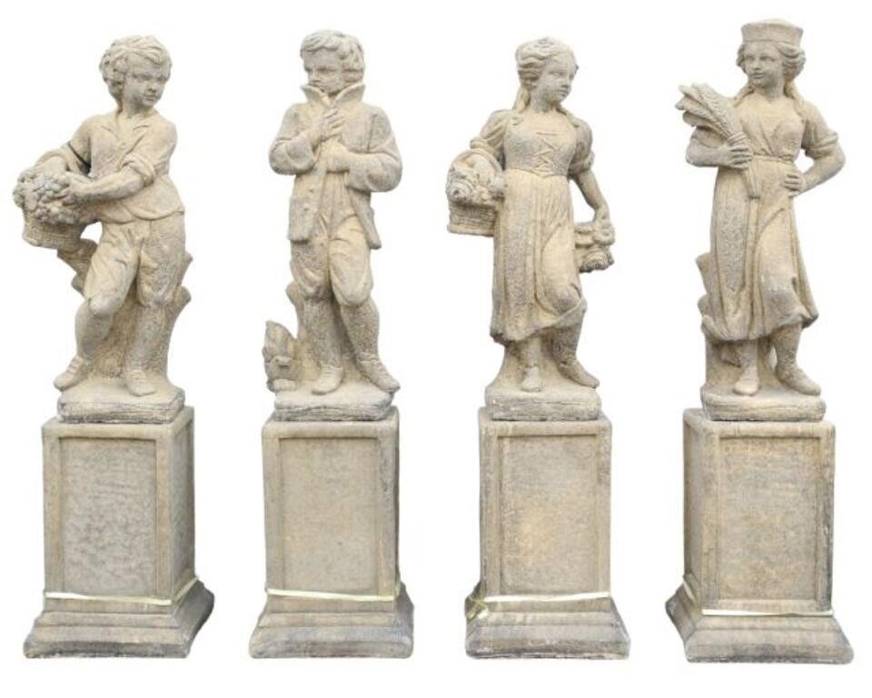  LOT CAST STONE FOUR SEASONS STATUES  355a51