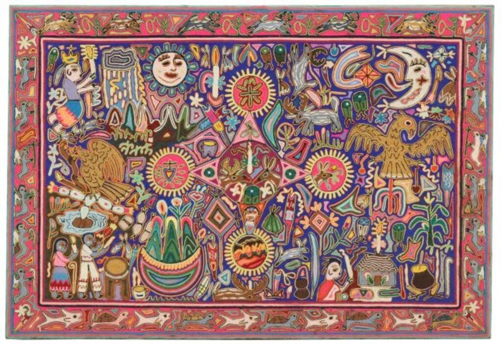 LARGE INTRICATE HUICHOL INDIAN 355a55