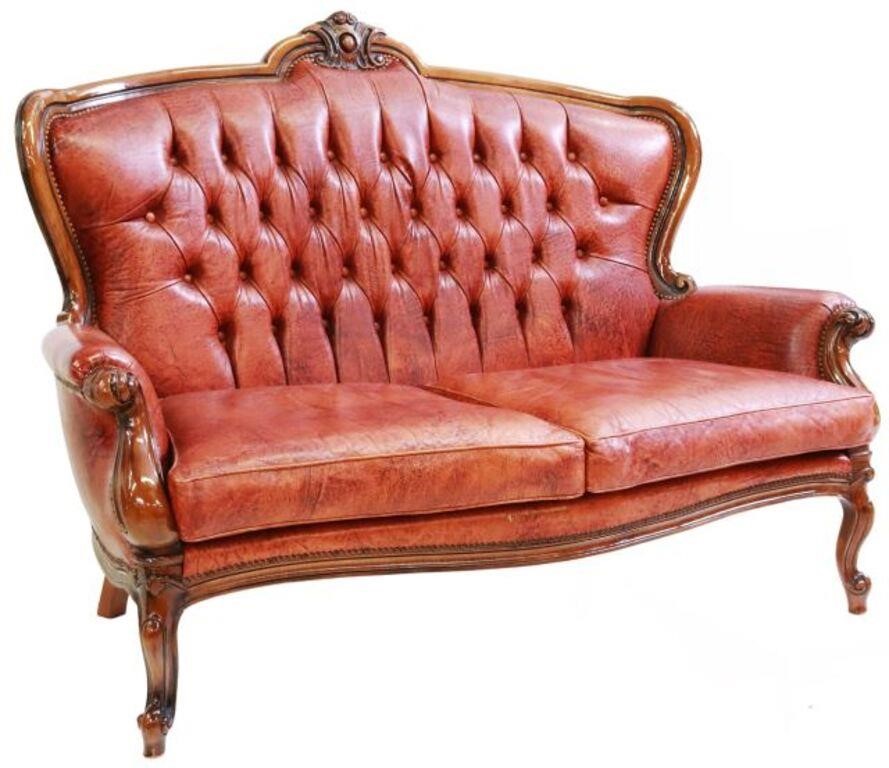 ITALIAN BUTTON-TUFTED LEATHER WINGBACK