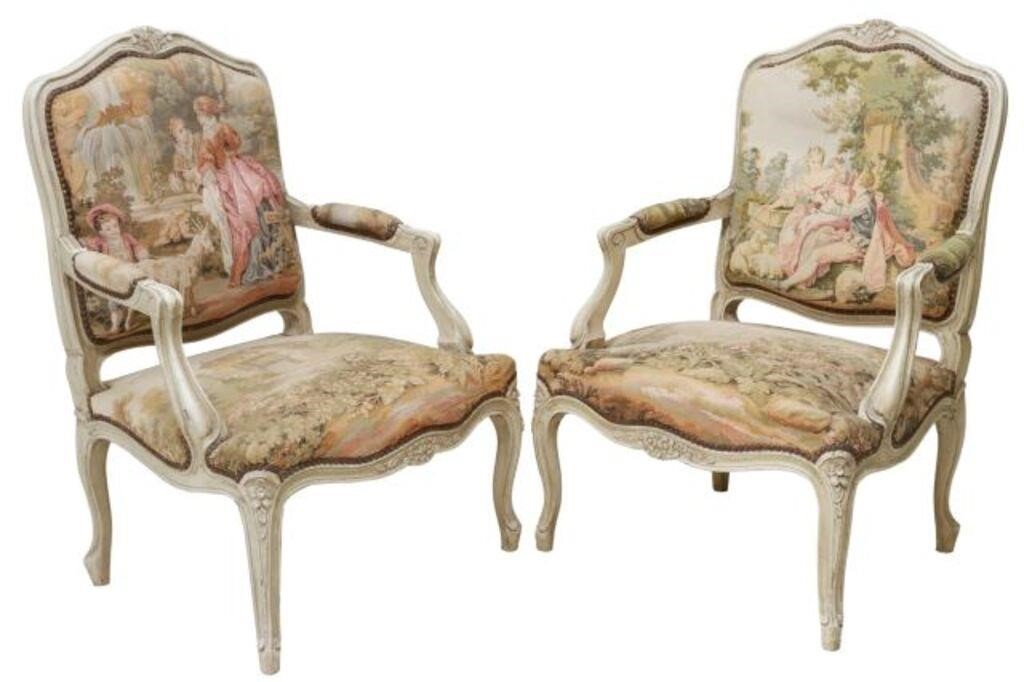  2 FRENCH LOUIS XV STYLE UPHOLSTERED 355a84