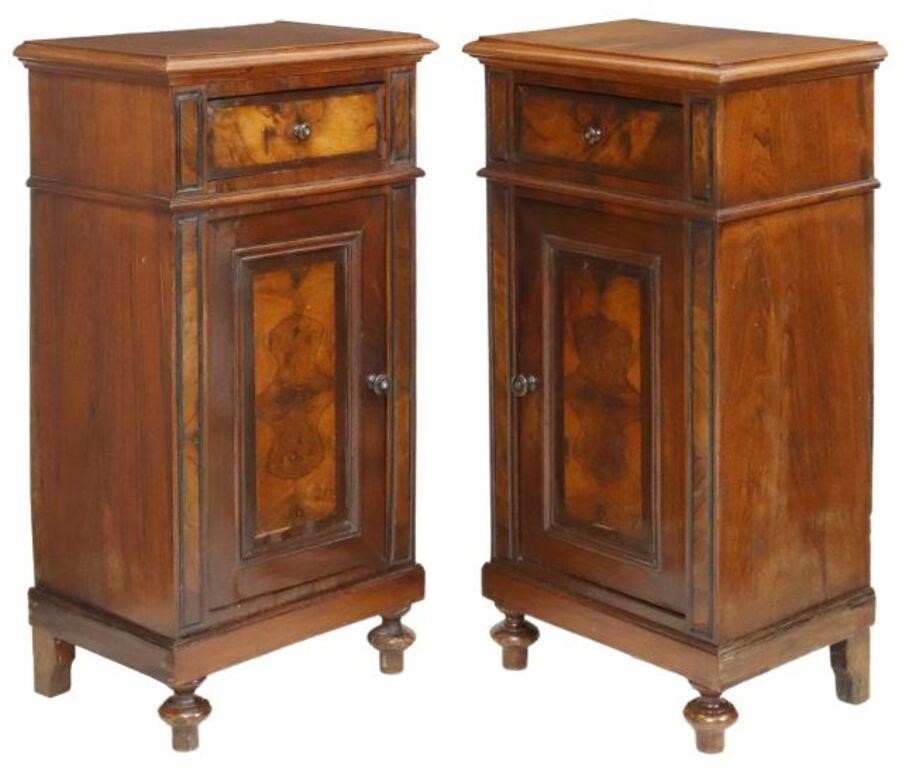 (2) ITALIAN WALNUT BEDSIDE CABINETS,