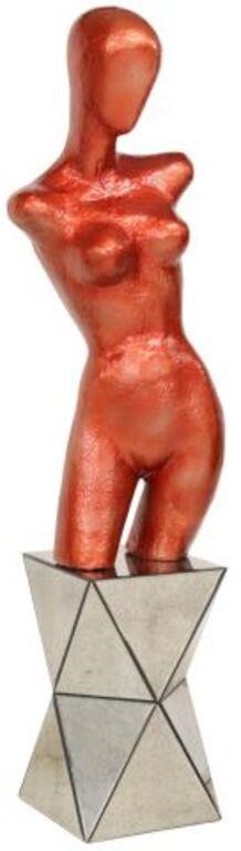 RED FEMME TORSO MIXED MEDIA SCULPTURE