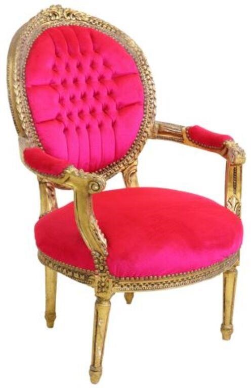 LOUIS XVI STYLE GILTWOOD PINK VELVET 355ae5