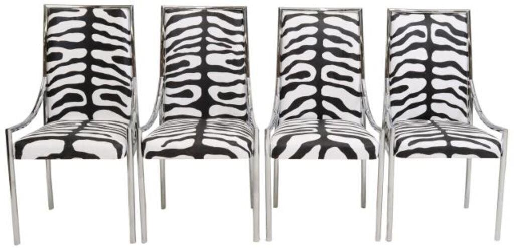 4 MODERN HAND PAINTED ZEBRA CHROMED 355af6