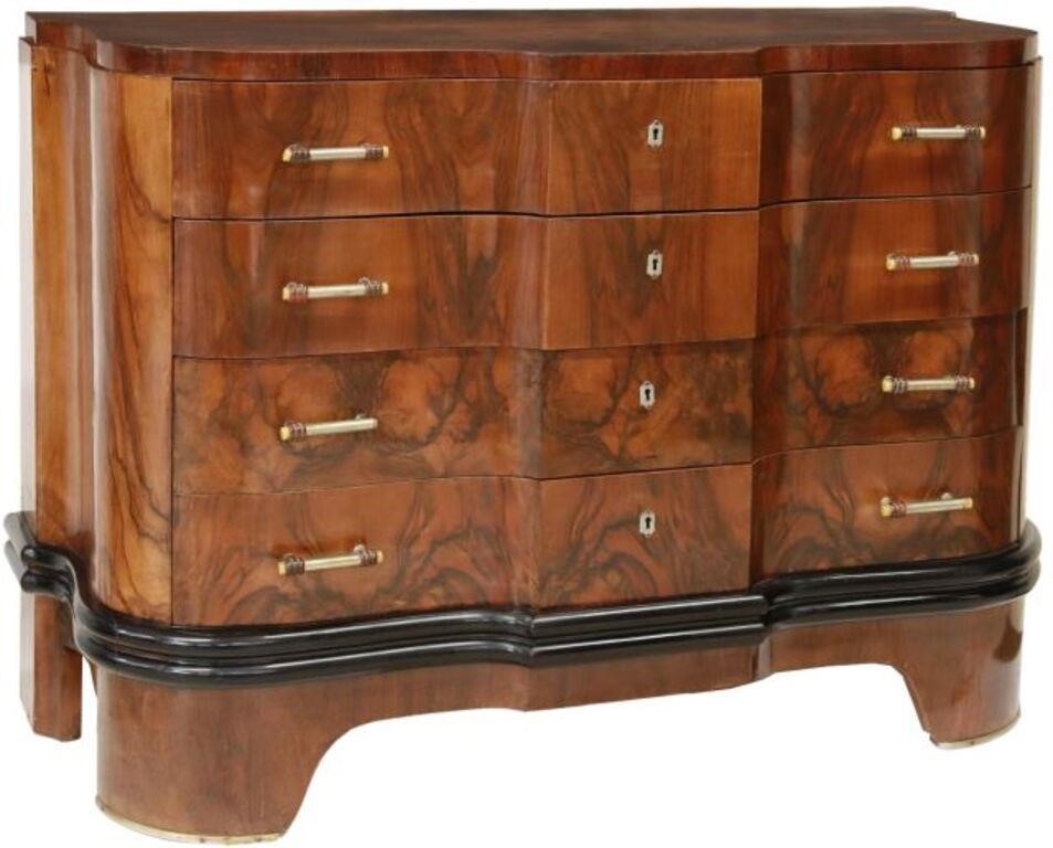 ITALIAN ART DECO BURLWOOD FOUR-DRAWER