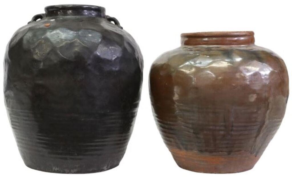 (2) LARGE CHINESE GLAZED CERAMIC WINE