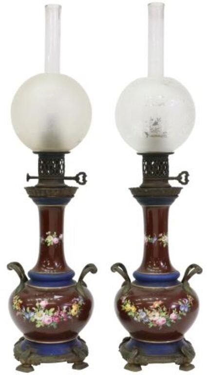 (2) PARCEL GILT CERAMIC & METAL KEROSENE