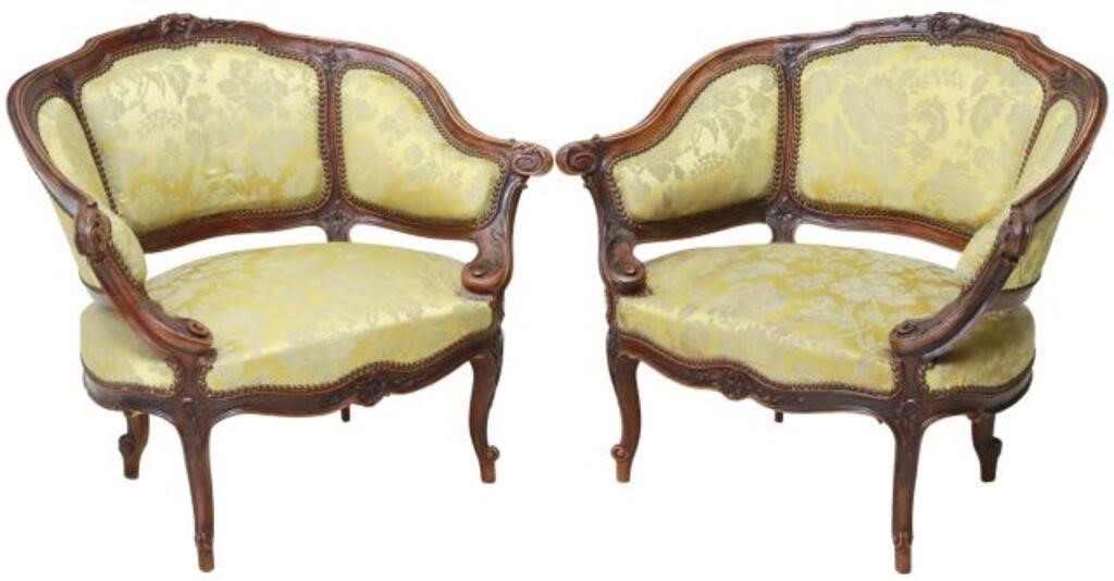  2 FRENCH LOUIS XV STYLE WALNUT 355b93