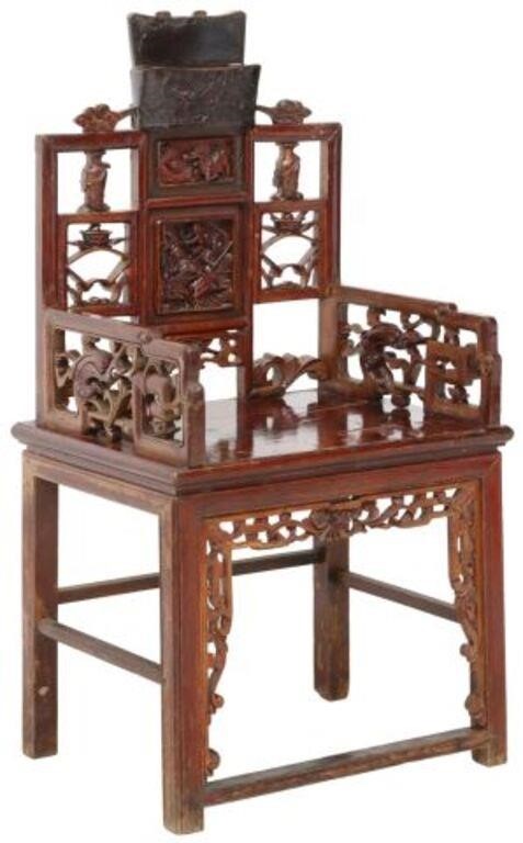 CHINESE HIGHLY CARVED WOOD CHAIR