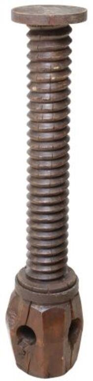 FRENCH OAK GRAPE PRESS SCREW/ PEDESTAL,