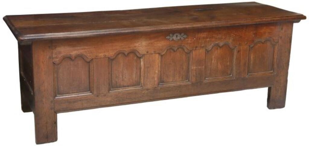FRENCH PROVINCIAL CARVED OAK COFFER  355bfc