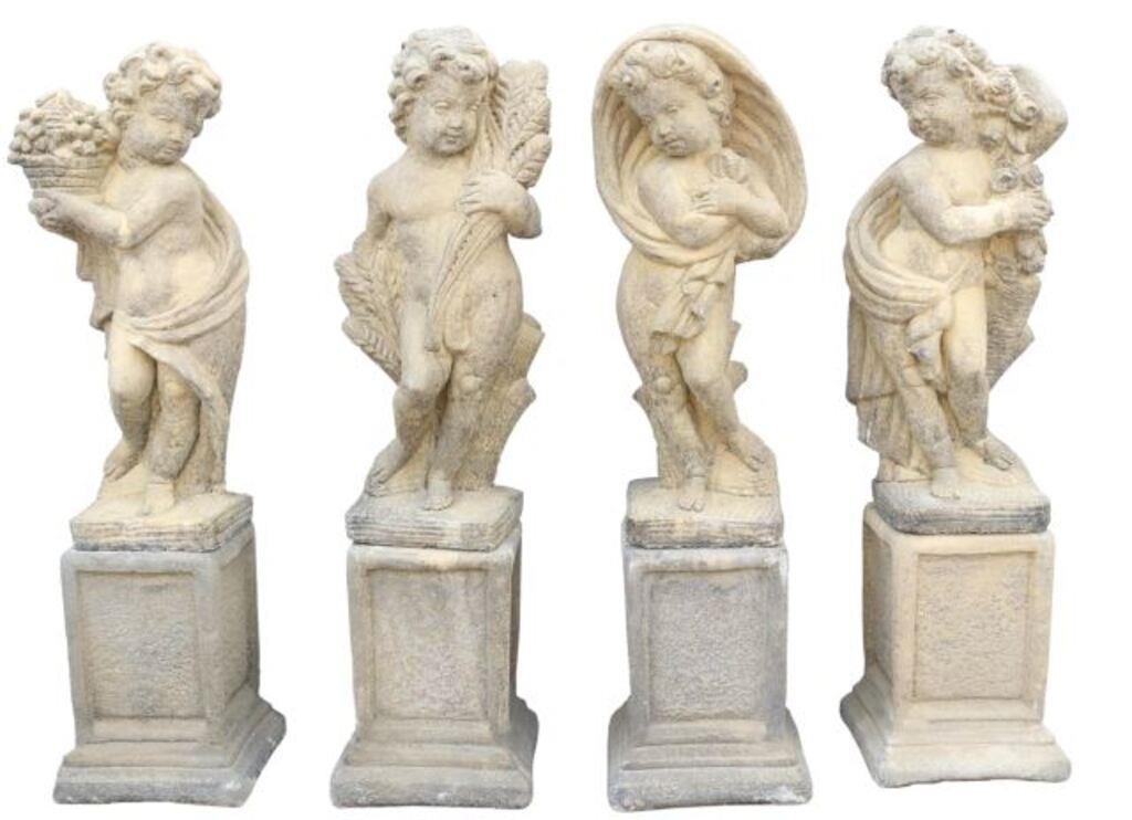 (LOT) CAST STONE FOUR SEASONS STATUES,