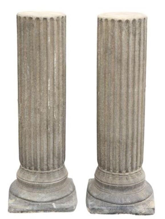 2) LARGE CAST STONE FLUTED COLUMN