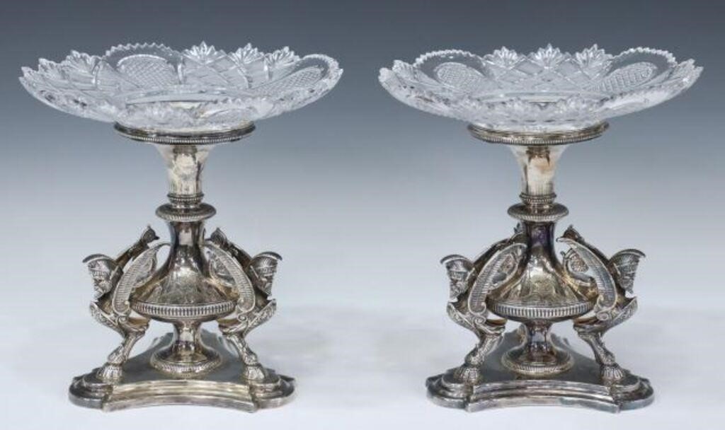 (2) ENGLISH SILVERPLATE & CUT GLASS