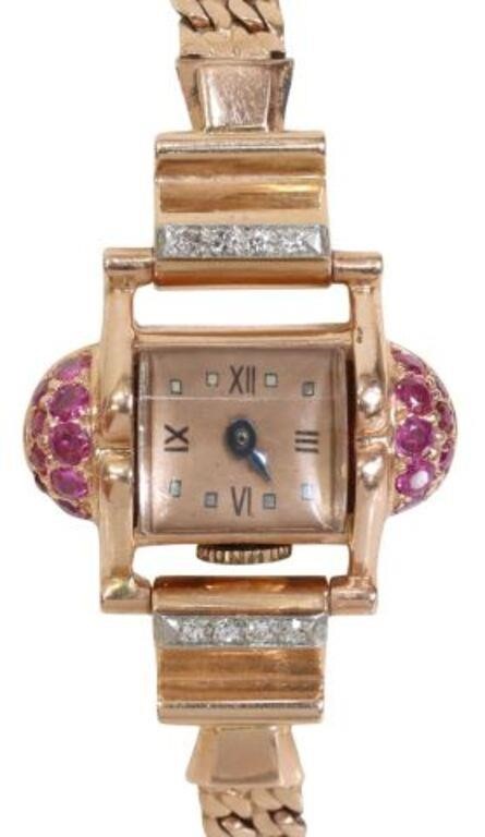 ESTATE RETRO 14KT ROSE GOLD DIAMOND  355c44