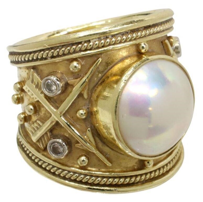 ESTATE SIGNED 18KT GOLD, MABE PEARL