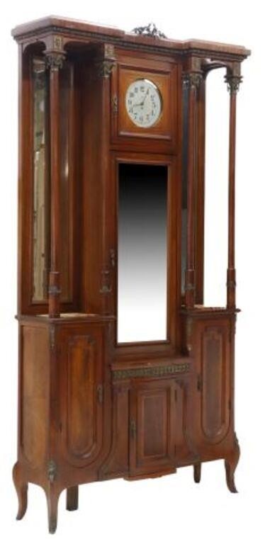 ITALIAN MAHOGANY CLOCK VITRINE/