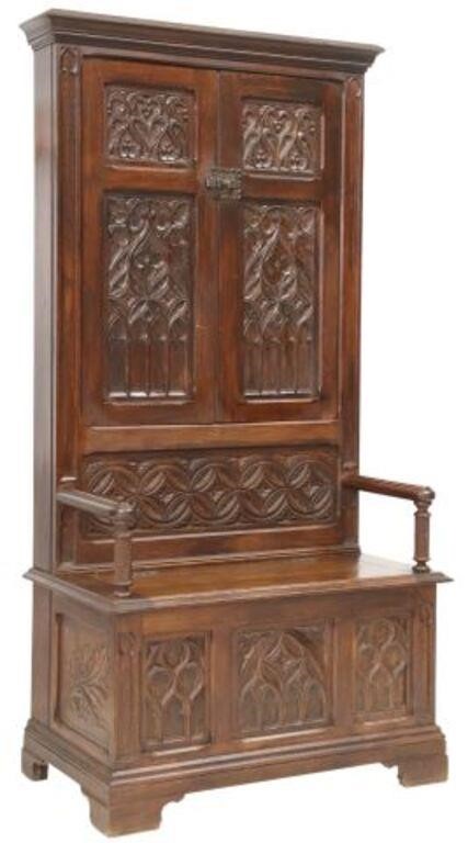 FRENCH GOTHIC REVIVAL CARVED OAK