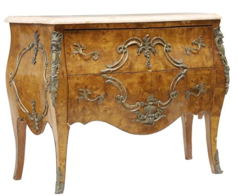 LOUIS XV STYLE MARBLE TOP BURLED 355cc9