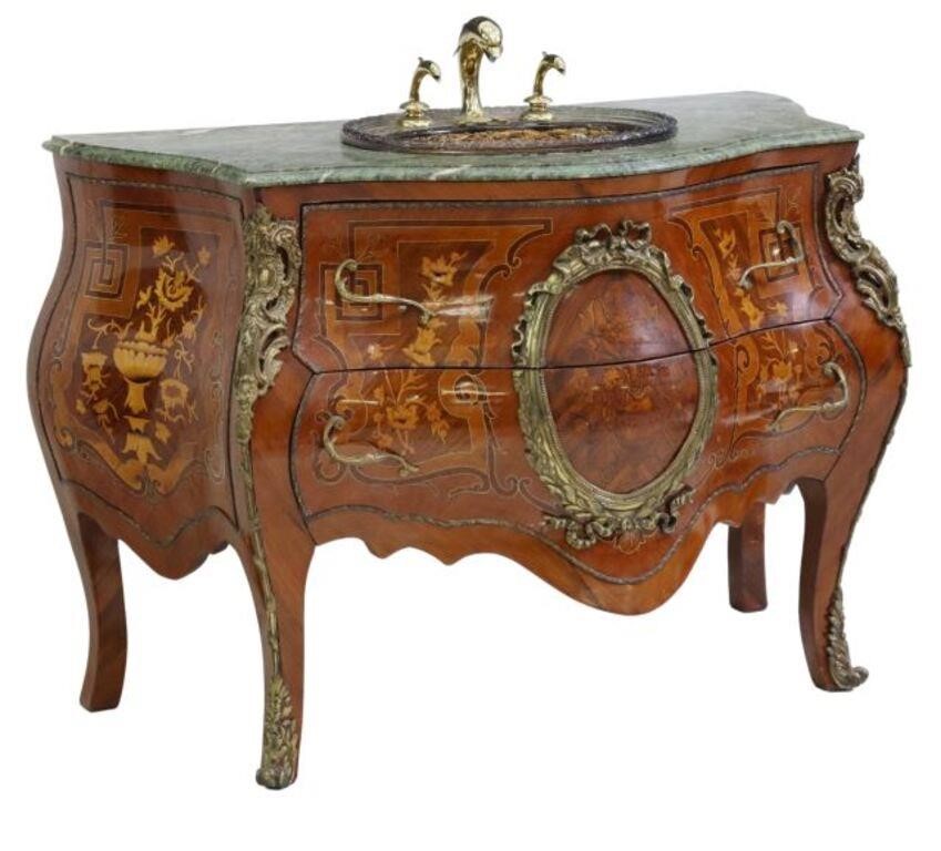 LOUIS XV STYLE MARBLE TOP COMMODE 355cca