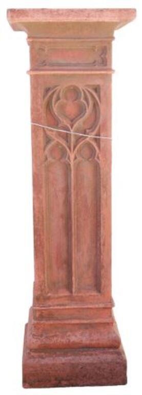LARGE GOTHIC STYLE TERRACOTTA PEDESTAL