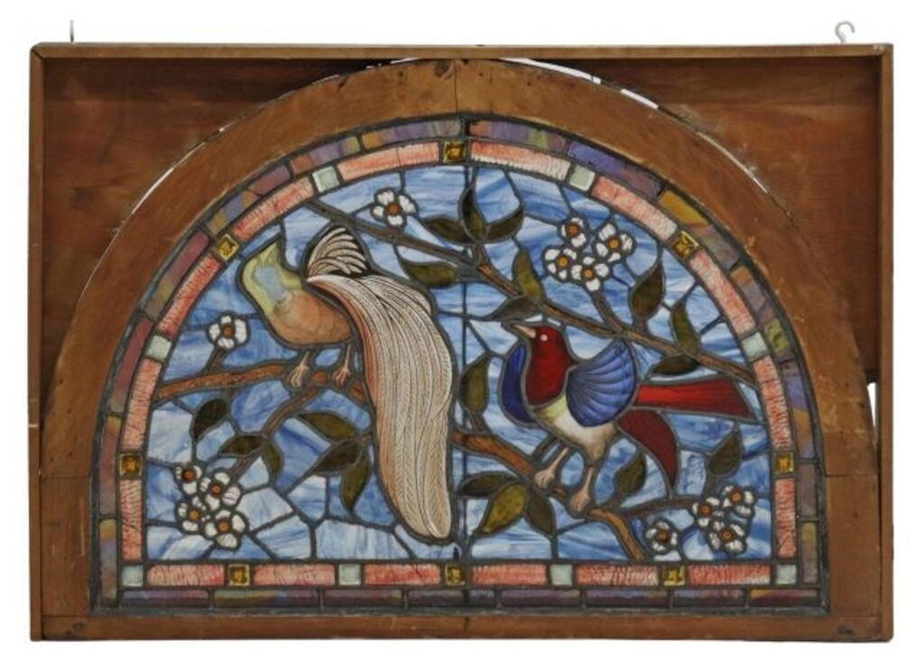 ARCHITECTURAL STAINED GLASS LUNETTE 355d0f