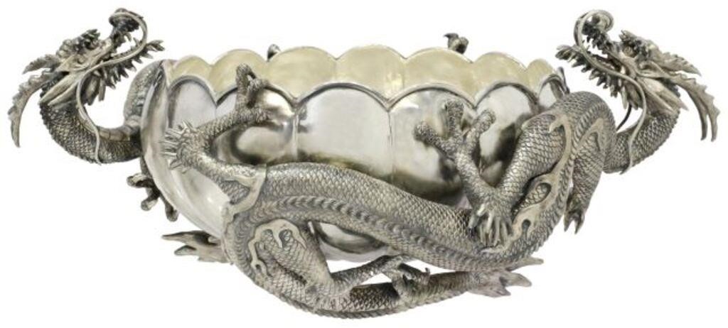 FINE JAPANESE SILVER DRAGONS CENTERPIECE 355d1e