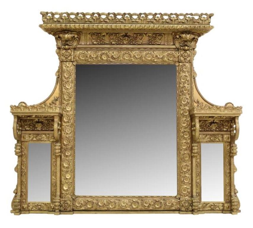 FRENCH SHELVED GILTWOOD OVER MANTEL 355d84
