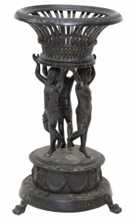 LARGE PATINATED BRONZE BASKET WITH 355d97