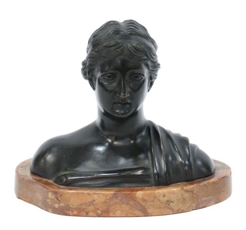 NEOCLASSICAL PATINATED BRONZE BUST 355d9a