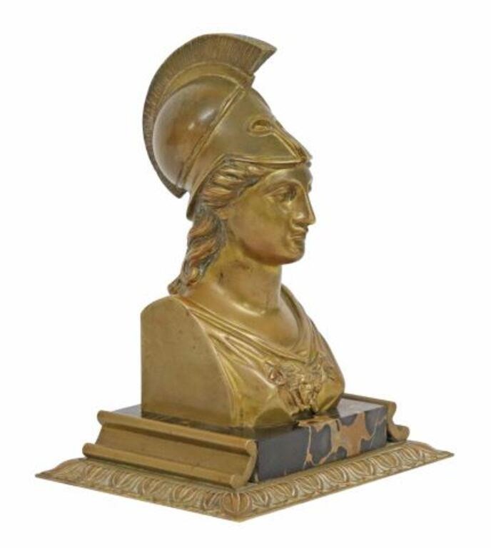 NEOCLASSICAL BRONZE BUST OF HELMETED