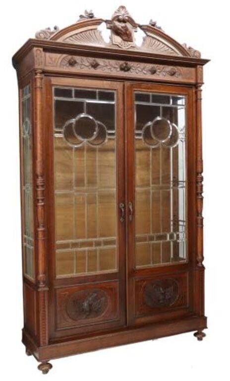 ITALIAN CARVED WALNUT LEADED 355da9