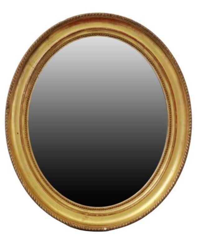 FRENCH GILTWOOD OVAL WALL MIRRORFrench