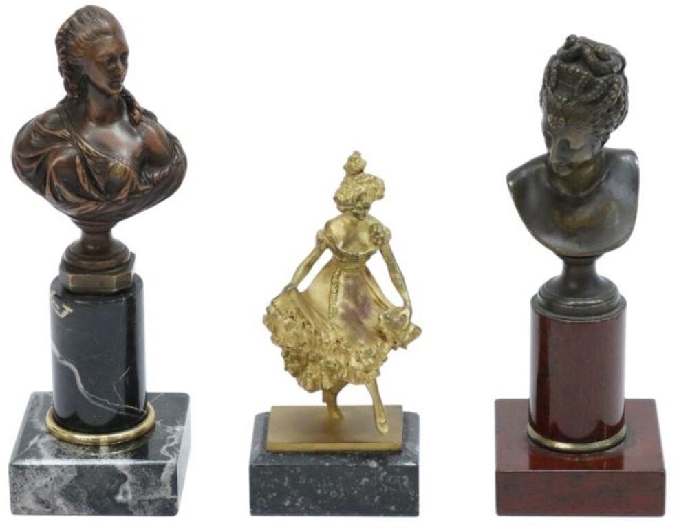  3 CONTINENTAL BRONZE SCULPTURE 355dde