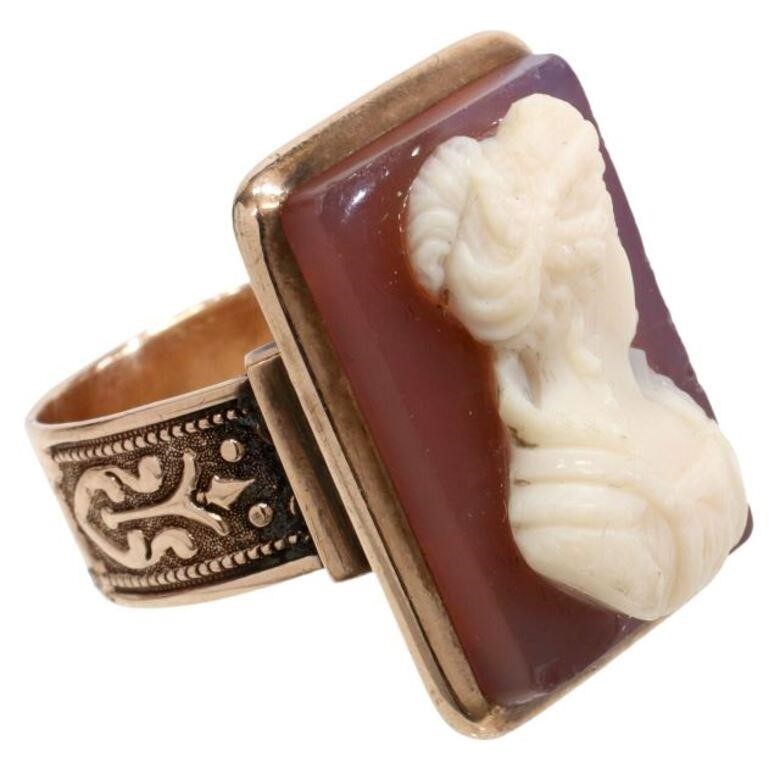 ESTATE 12KT ROSE GOLD CARVED HARDSTONE