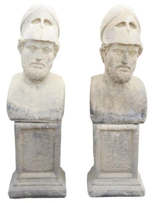  2 CAST STONE BUST OF PERICLES  355dfd