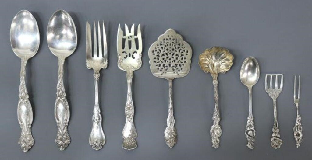 (9) FLORAL PATTERNED STERLING &