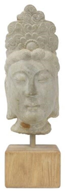 LARGE CHINESE MARBLE CARVED HEAD 355e7a